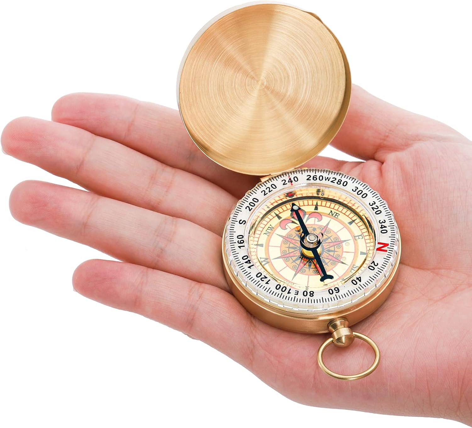 Tebery 2 Pack Classic Pocket Style Copper Compass, Portable Survival Navigation Gear Compasses, Waterproof Luminous Compass for Hiking Camping Hunting Climbing, Brass - Image 5
