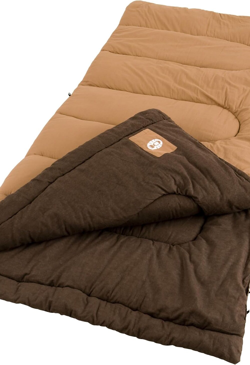 Coleman Dunnock 20°F Big ‘n Tall Sleeping Bag, Cold-Weather Sleeping Bag Fits Adults up to 6ft 4in, Machine Washable, Flannel Liner